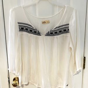 Womens Hollister large semi sheer white top
